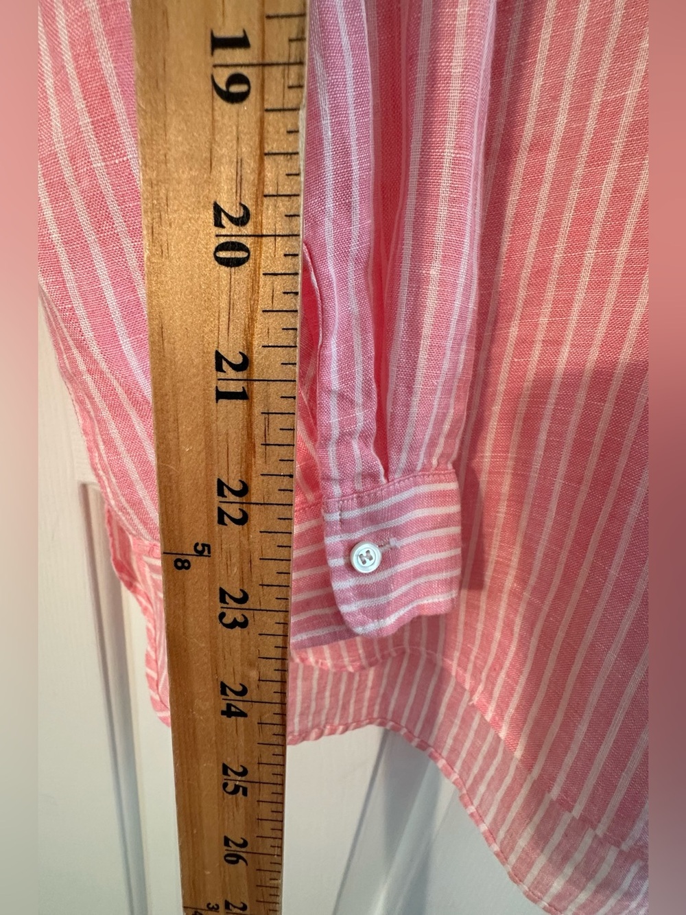 J. McLaughlin Lrg LINEN Minimalist Coastal Capsule Pink White Button Down Shirt - Picture 8 of 11